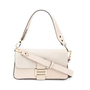 DIVINA FIRENZE Latte Made In Italy Leather Baguette Flap Over Crossbody